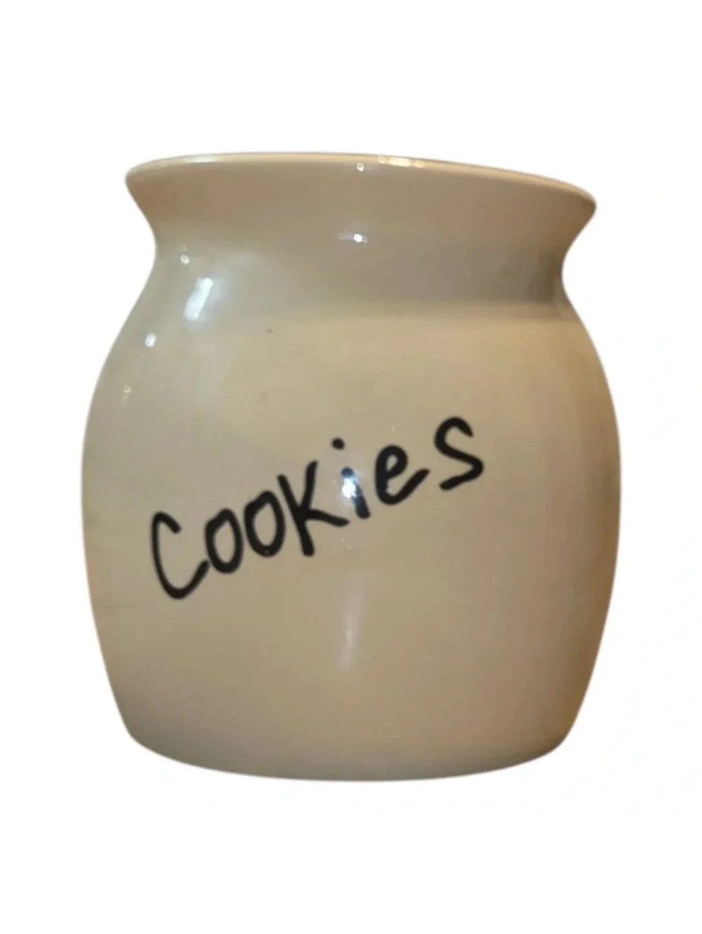 Beige cookie jar without lid cute 90s nostalgia retro cottagecore